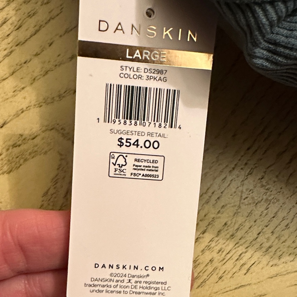 Danskin Ribbed Seamless Bralette Set — Green, Cream, Brown - Picture 4 of 4
